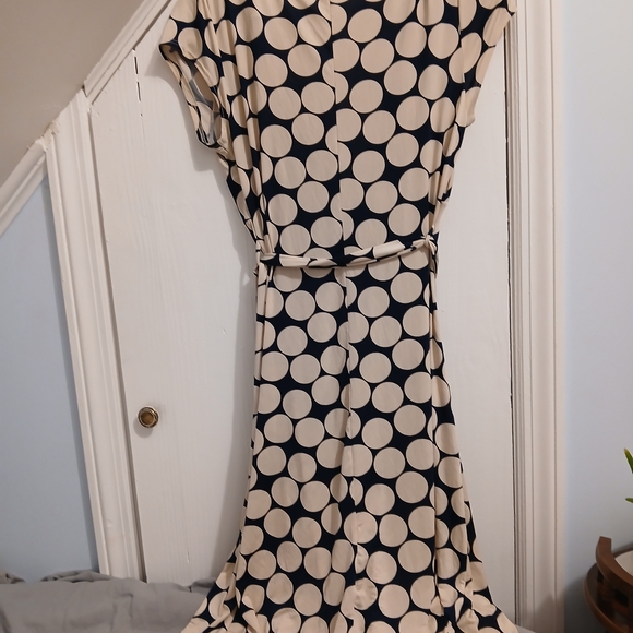 Forever 21 Navy and Cream Polka Dot Midi Dress - Picture 2 of 3